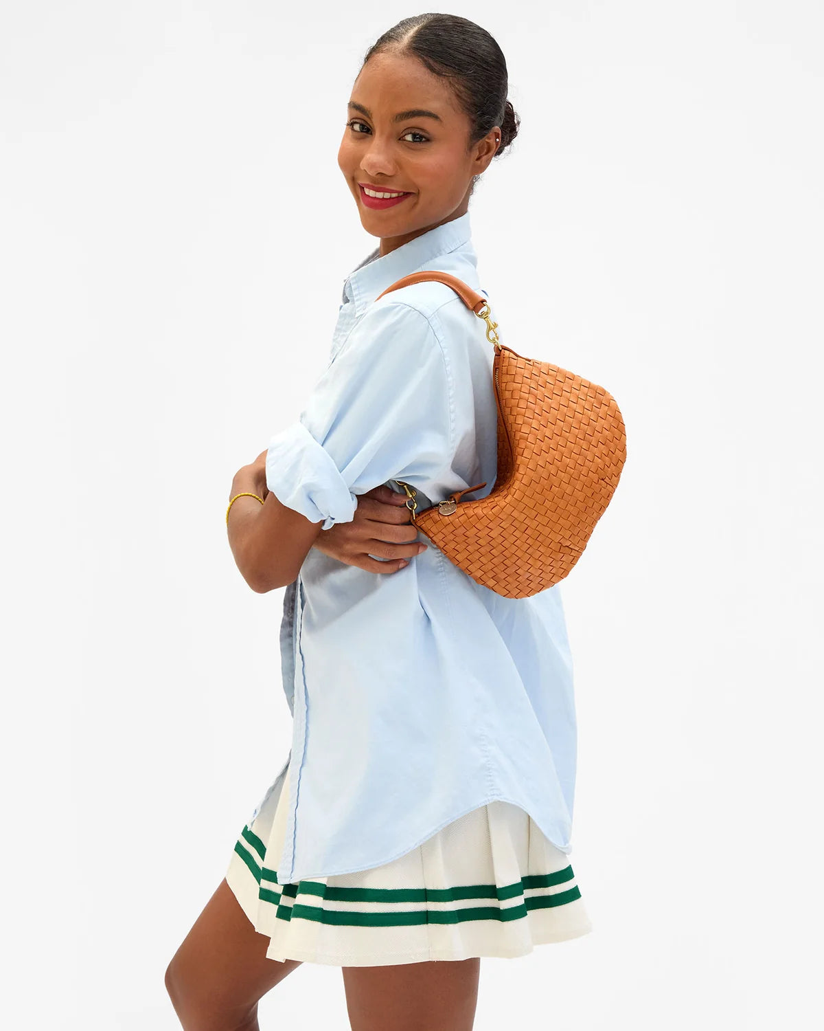 Clare V Petit Moyen, Natural Woven Checker