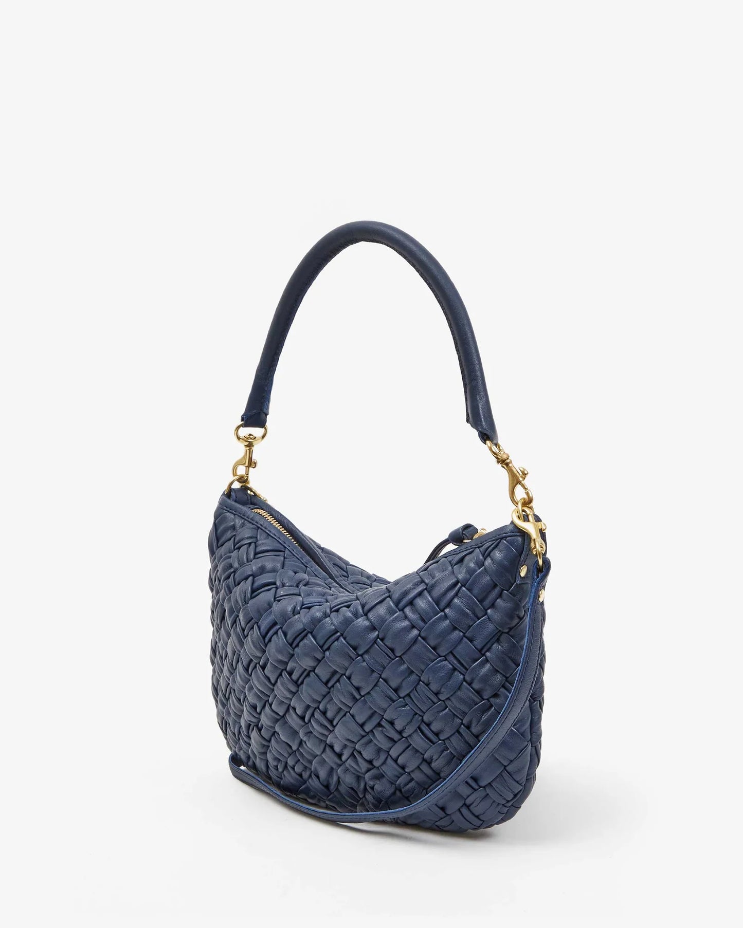 Clare V Petit Moyen Messenger, Bright Navy Puffy Woven