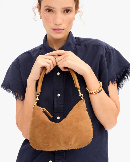 Clare V Petit Moyen, Caramel Suede w/ Whipstitch