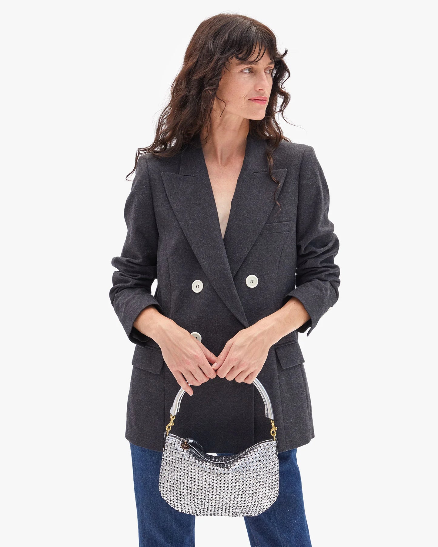 Clare V Petit Moyen, Silver Woven Étoile