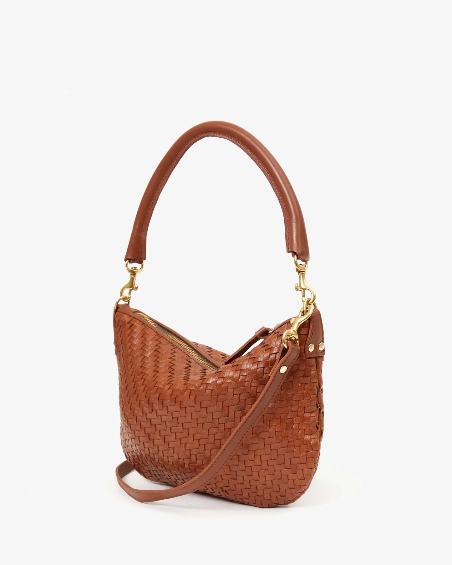 Clare V Petit Moyen, Hazelnut Woven Zig-Zag