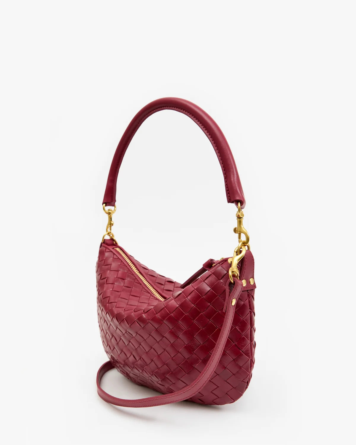 Clare V Petit Moyen, Garnet Diagonal Woven