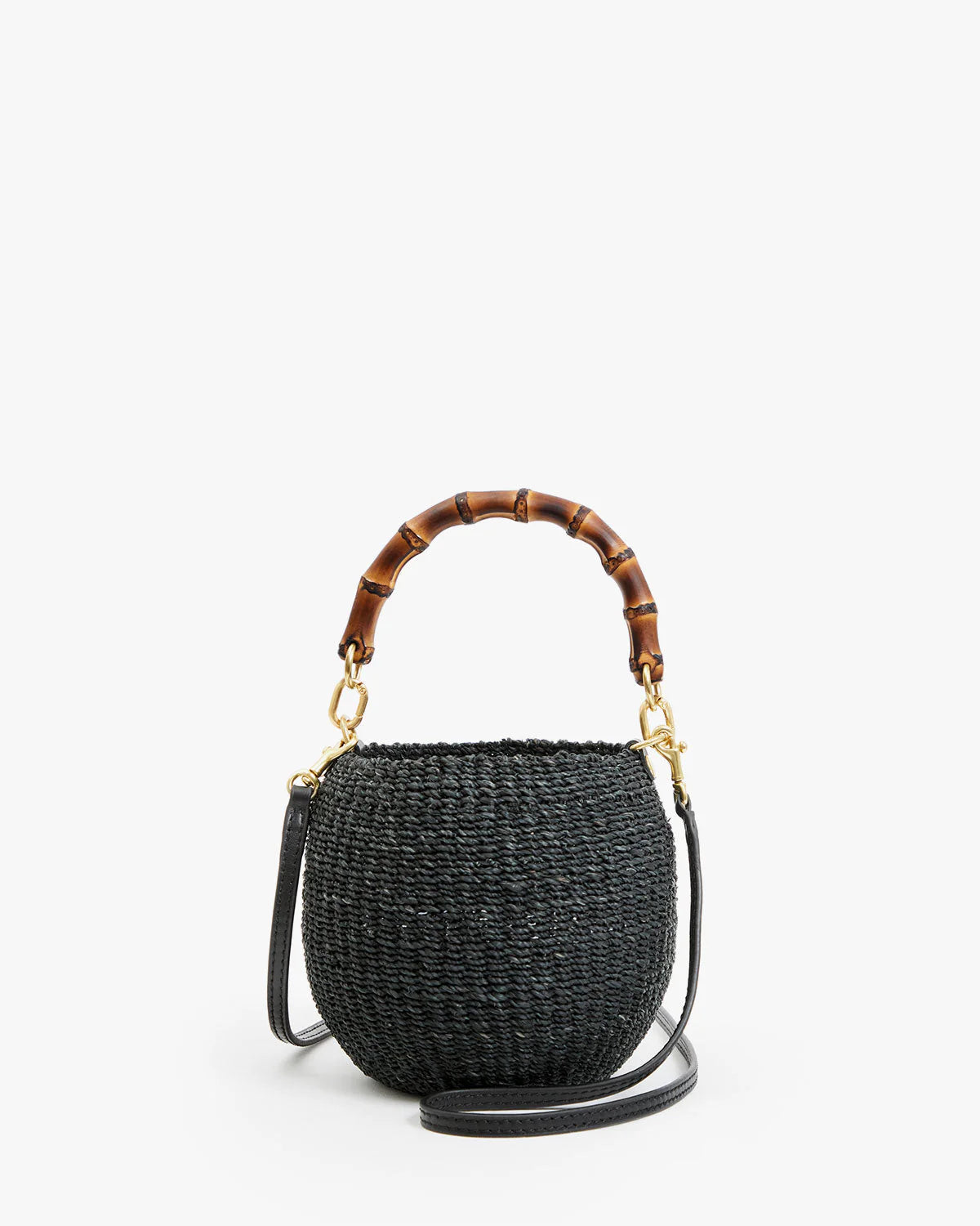 Clare V Petit Pot de Miel w/ Bamboo Handle, Black
