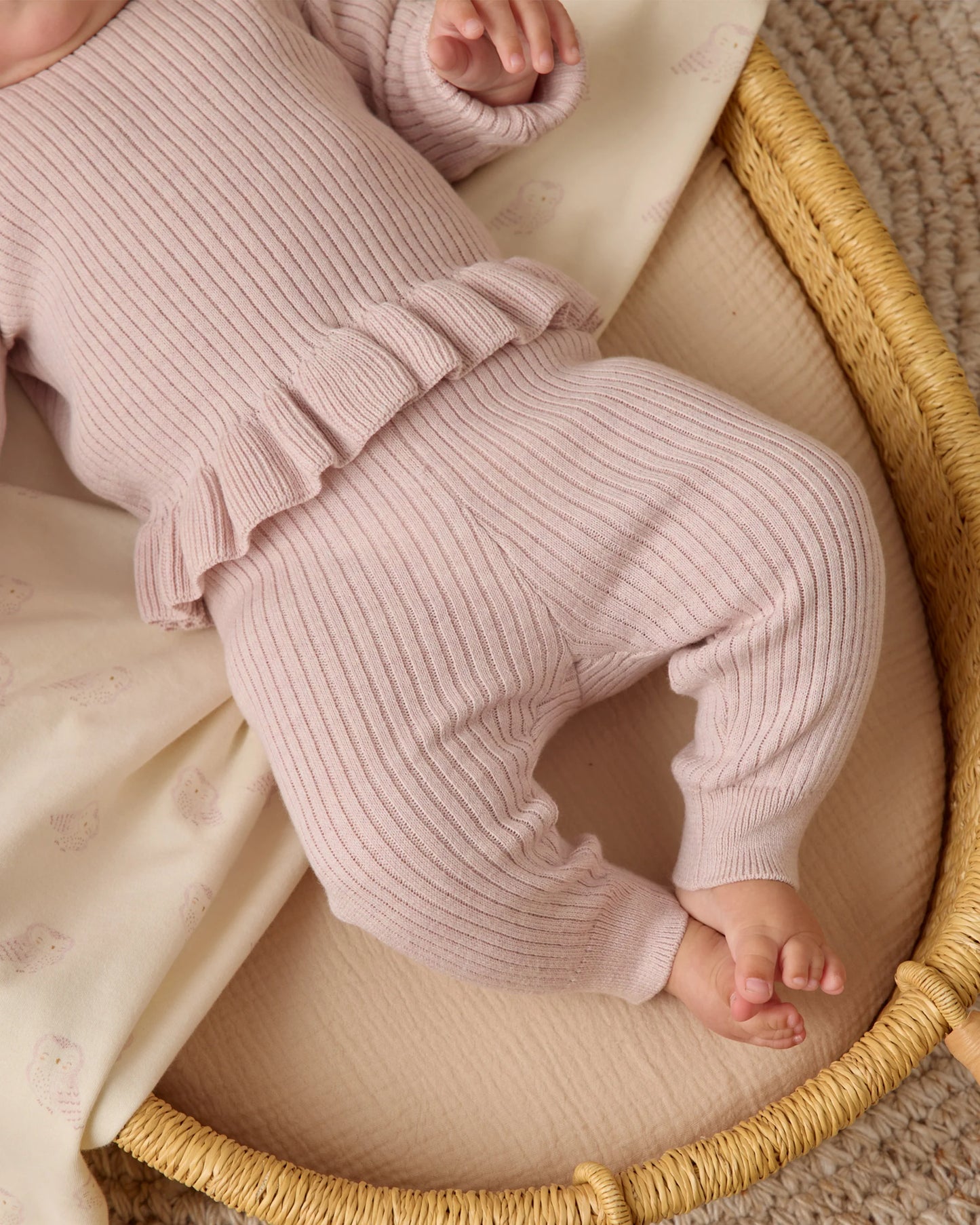 Quincy Mae Rib Knit Peplum Top + Rib Knit Legging, Lilac