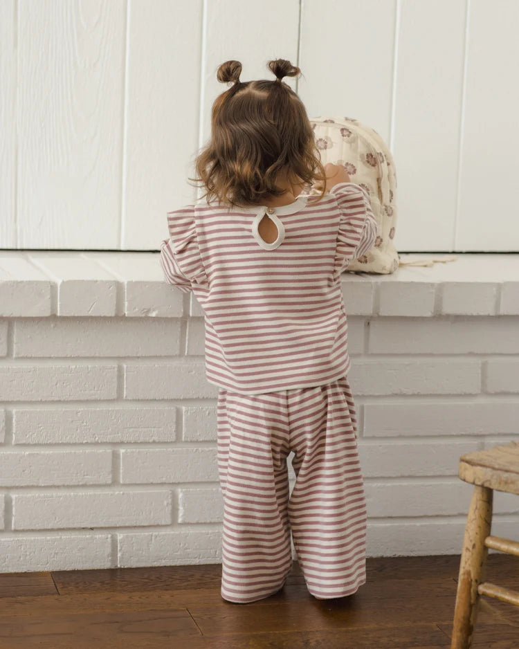 Quincy Mae Ruffle Cozy Set, Mulberry Stripe
