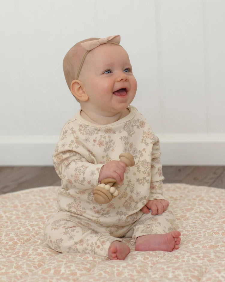 Quincy Mae Long Sleeve Tee + Drawstring Pant, Floral Vine