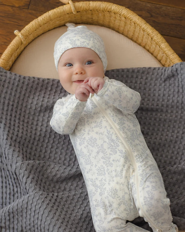 Quincy Mae Bamboo Zip Footie, Cloud Floral