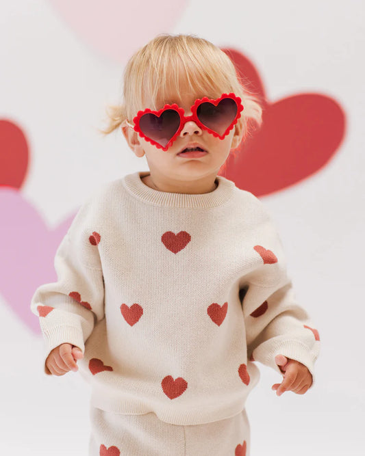 Quincy Mae Heart Knit Sweater - Multiple Options