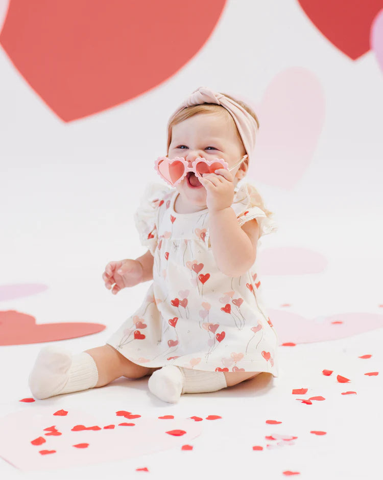 Quincy Mae Flutter Dress, Heart Balloons