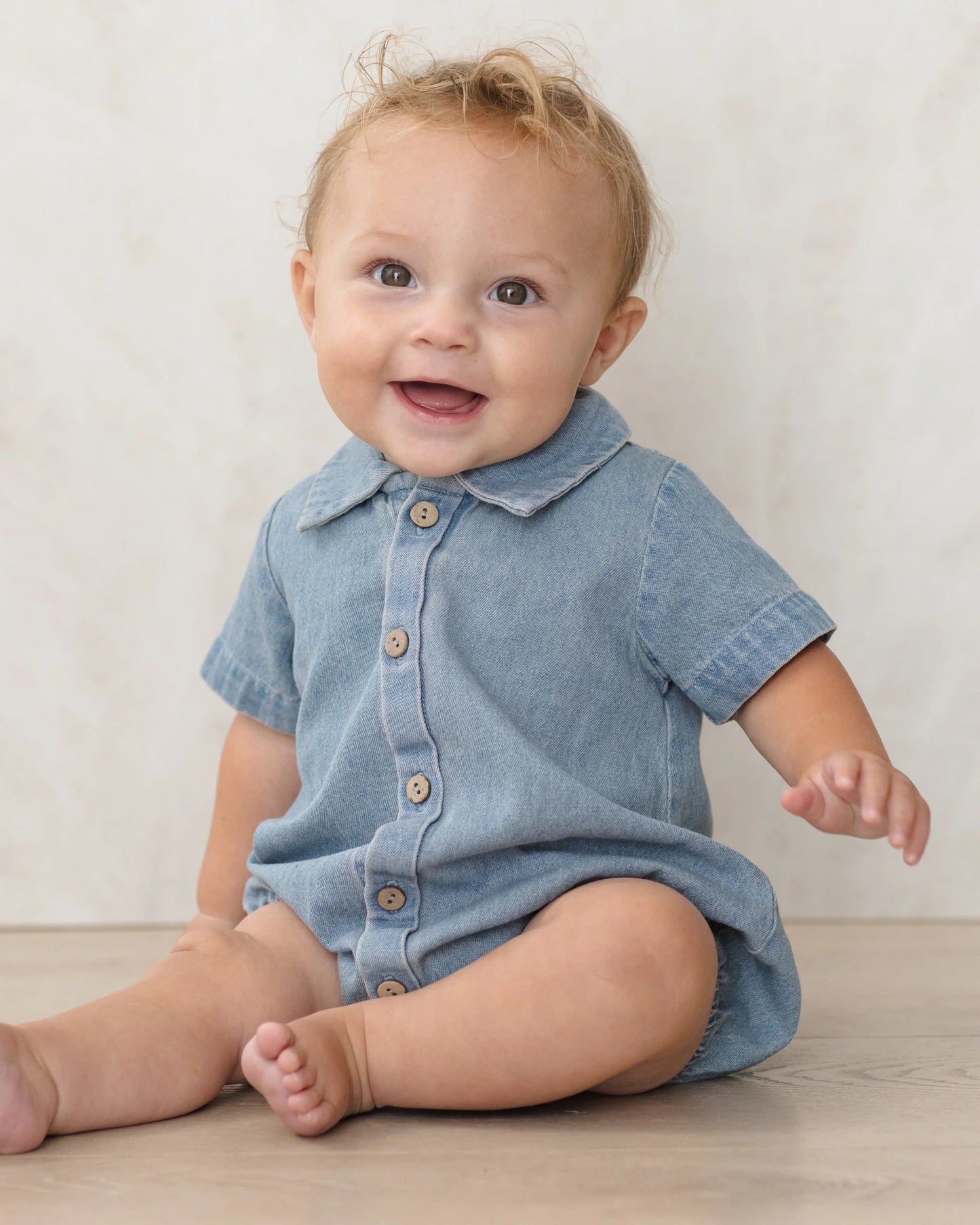 Quincy Mae Matteo Romper, Chambray