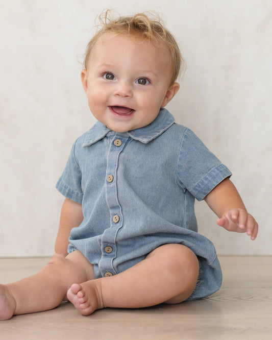 Quincy Mae Matteo Romper, Chambray