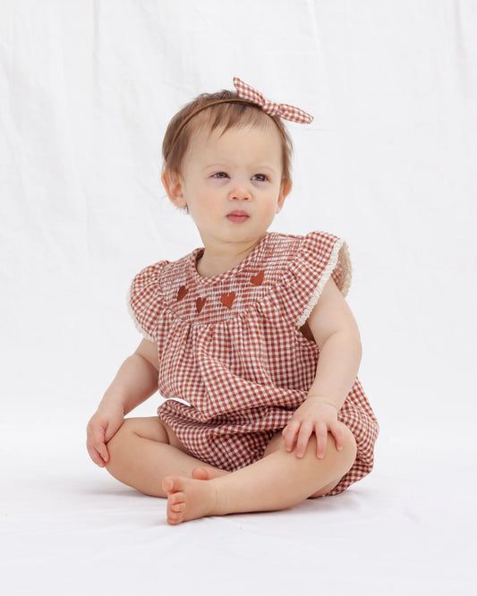 Quincy Mae Lenore Romper, Red Gingham