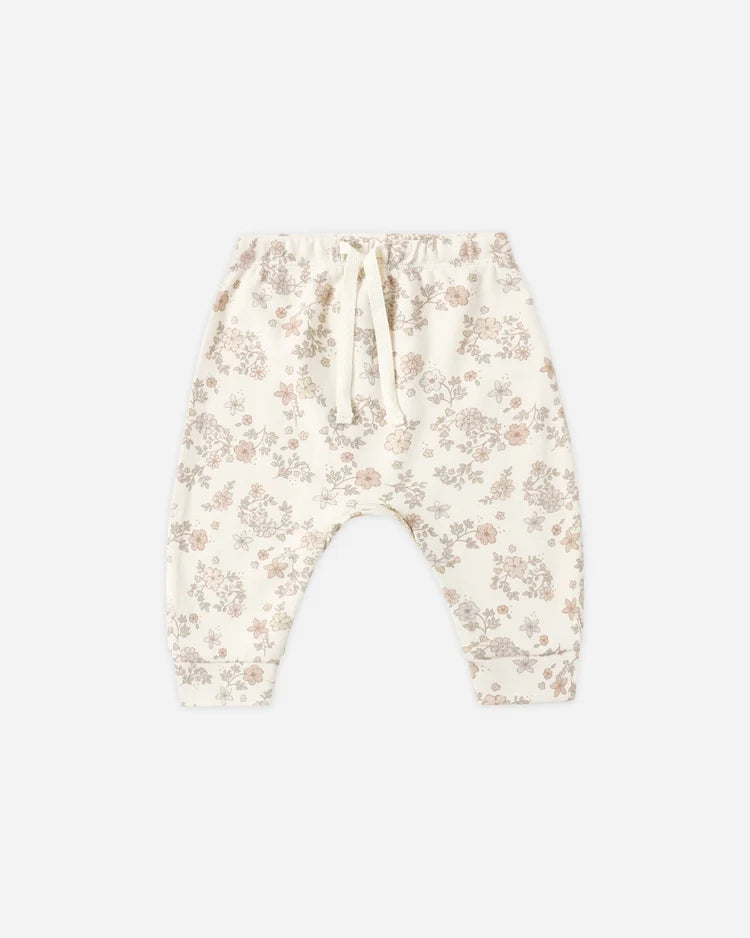 Quincy Mae Long Sleeve Tee + Drawstring Pant, Floral Vine