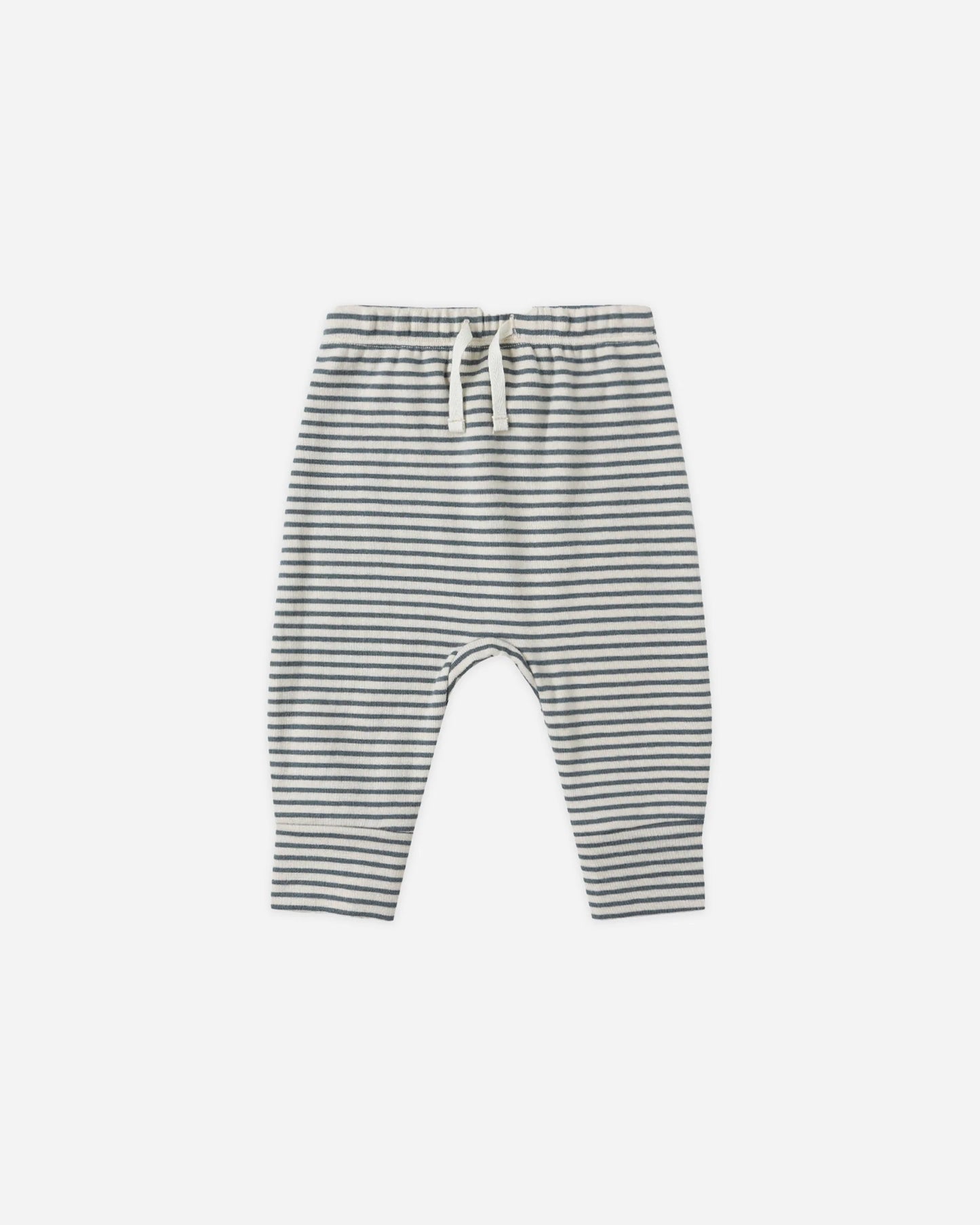 Quincy Mae Long Sleeve Tee + Drawstring Pant, Ocean Micro Stripe