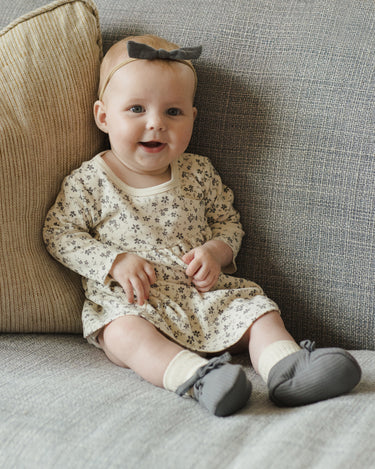 Quincy Mae Long Sleeve Baby Dress, Blue Floral