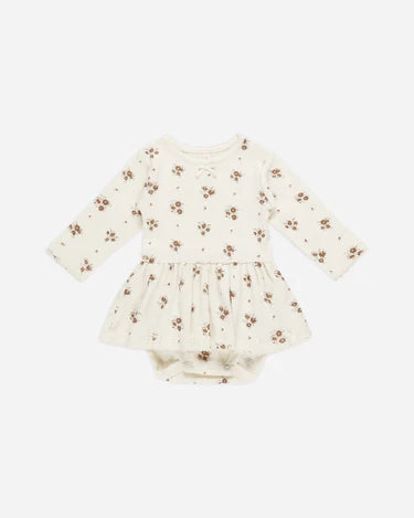 Quincy Mae Pointelle Skirted Bodysuit, Autumn Flora