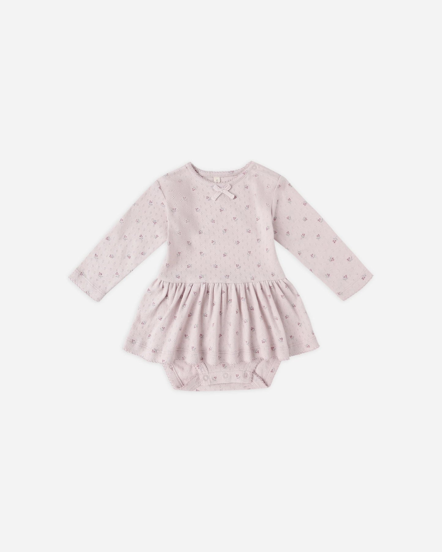 Quincy Mae Pointelle Skirted Bodysuit, Lilac Ditsy