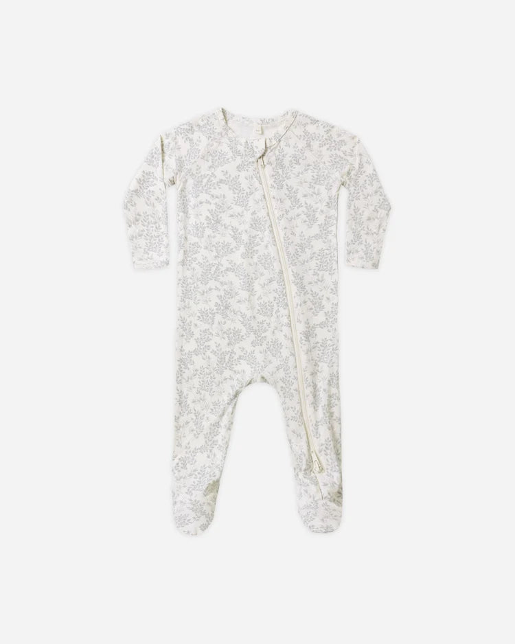 Quincy Mae Bamboo Zip Footie, Cloud Floral