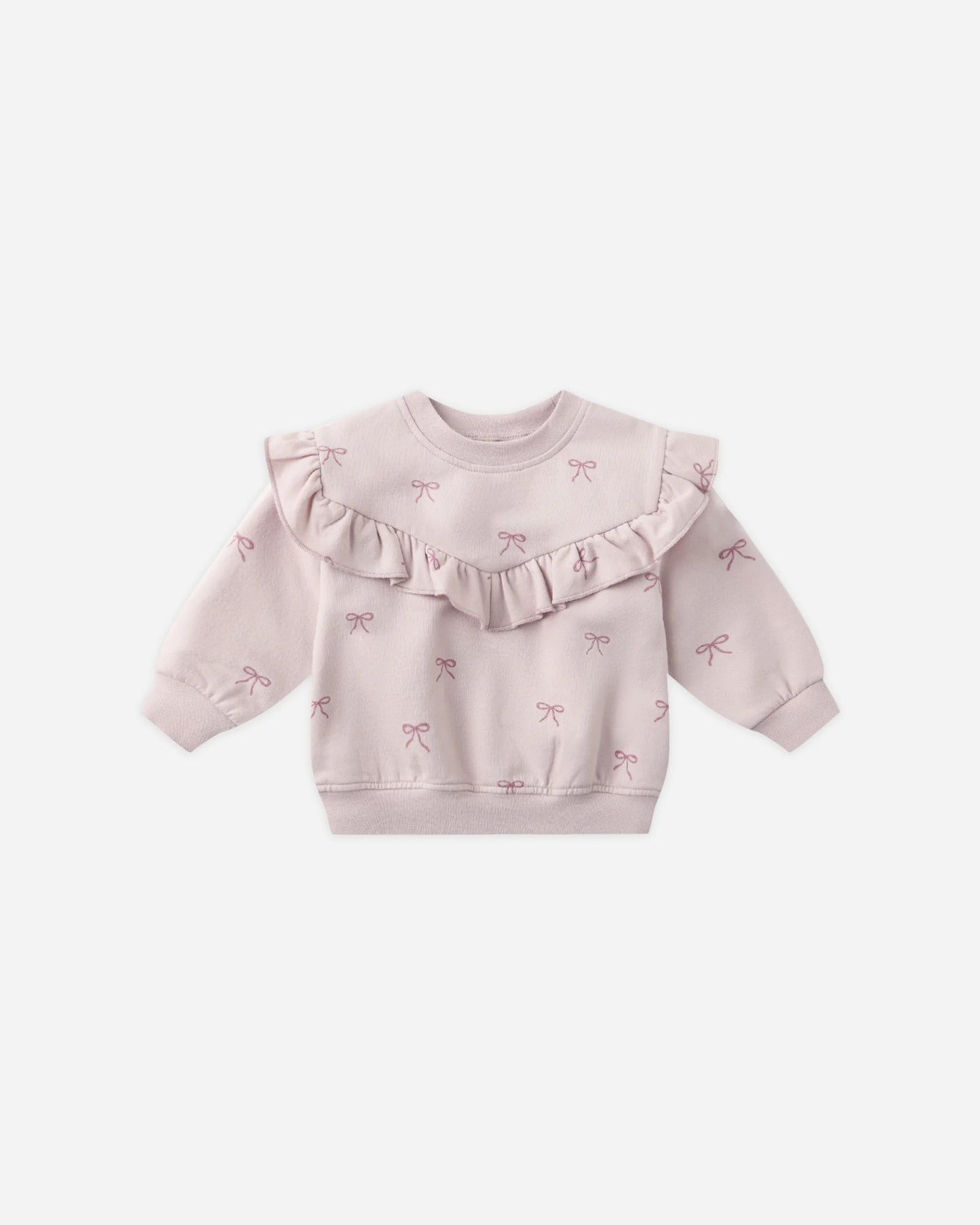 Quincy Mae Ruffle Fleece Sweatshirt + Relaxed Sweatpant, Bows