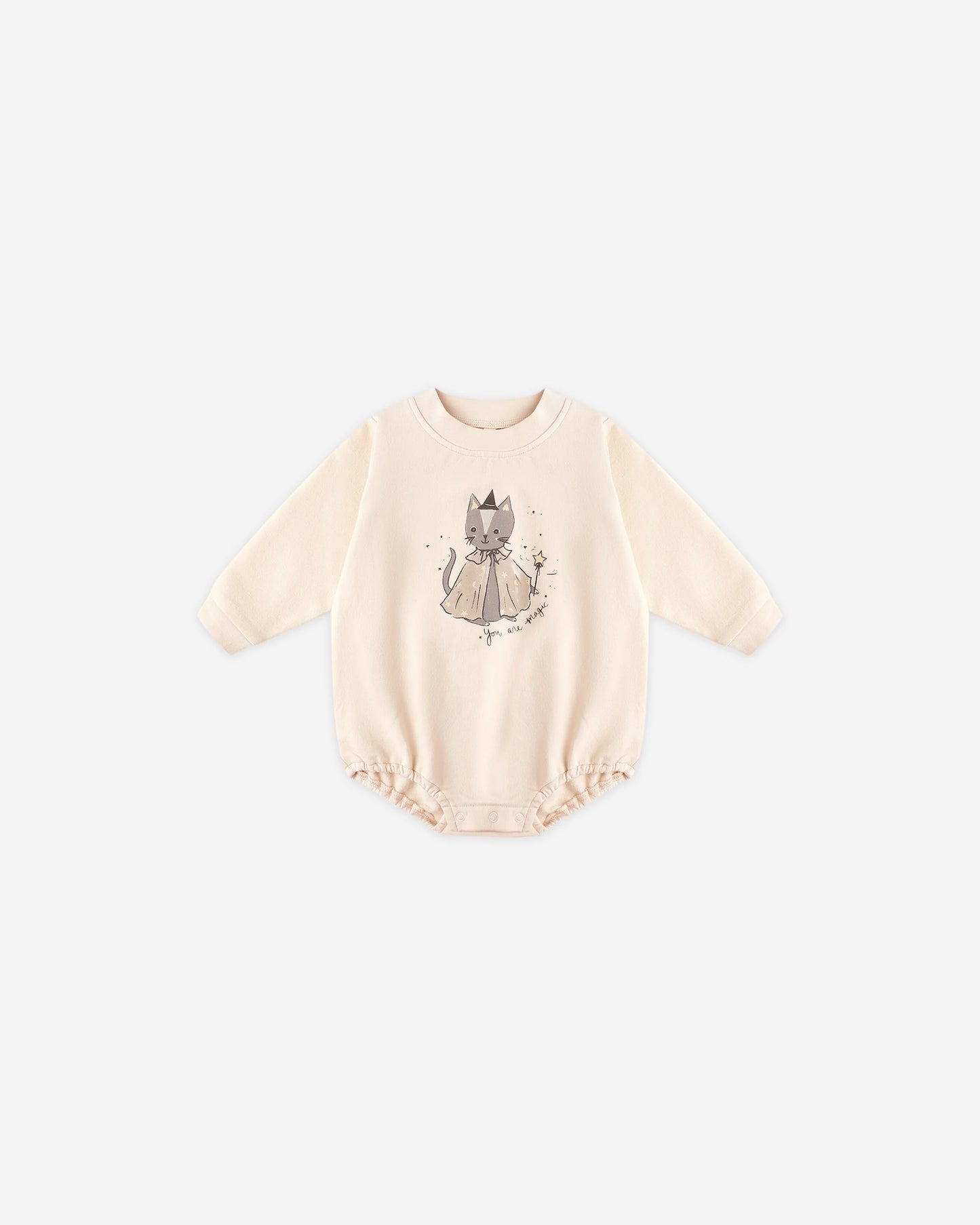 Quincy Mae Crewneck Bubble Romper, Magic Cat