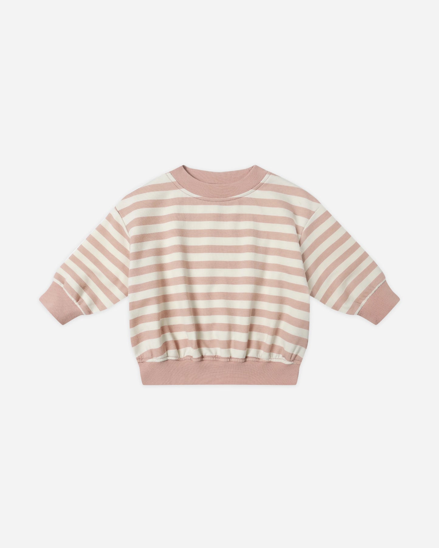 Quincy Mae Relaxed Sweatshirt + Relaxed Sweatpant, Pink Stripe