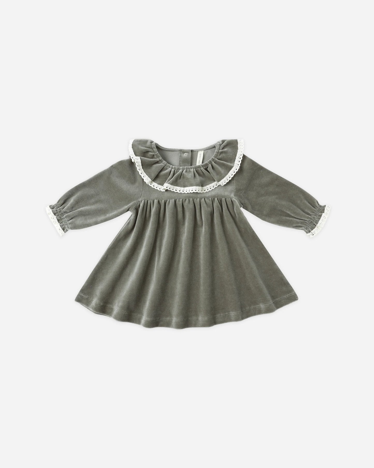 Quincy Mae Velour Baby Dress, Forest