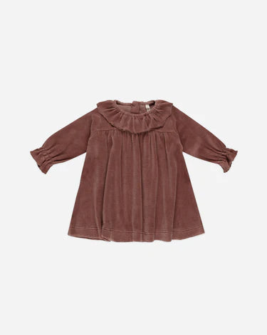 Quincy Mae Velour Baby Dress, Cranberry