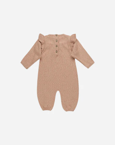 Quincy Mae Long Sleeve Mira Knit Romper, Heathered Rose