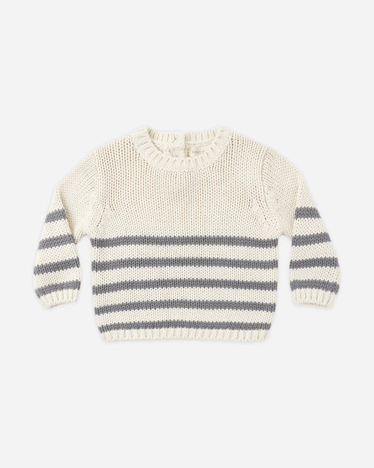Quincy Mae Rex Sweater, Slate Stripe
