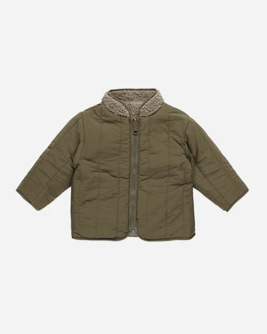 Quincy Mae Shearling Zip Jacket, Olive