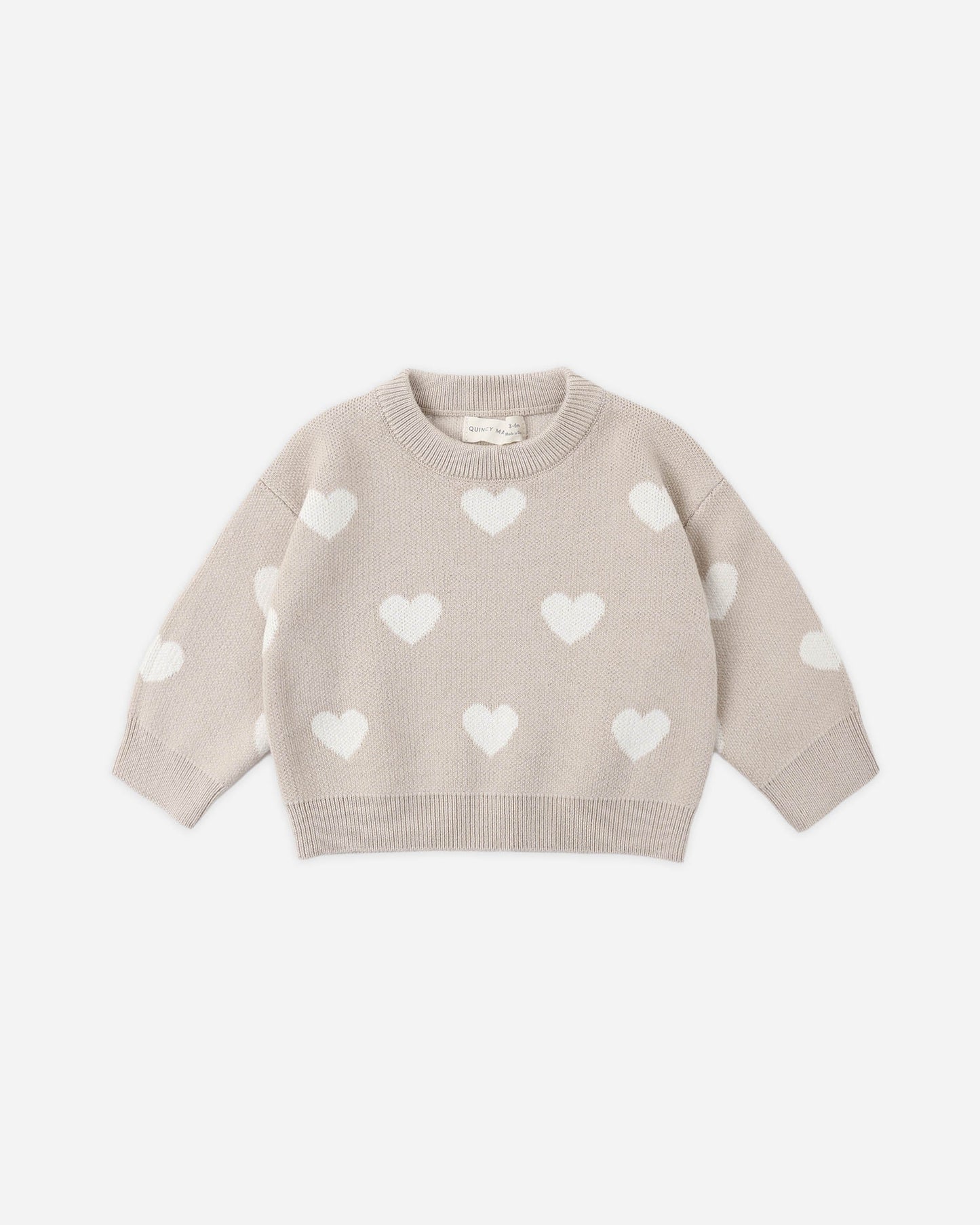 Quincy Mae Heart Knit Sweater, Oat