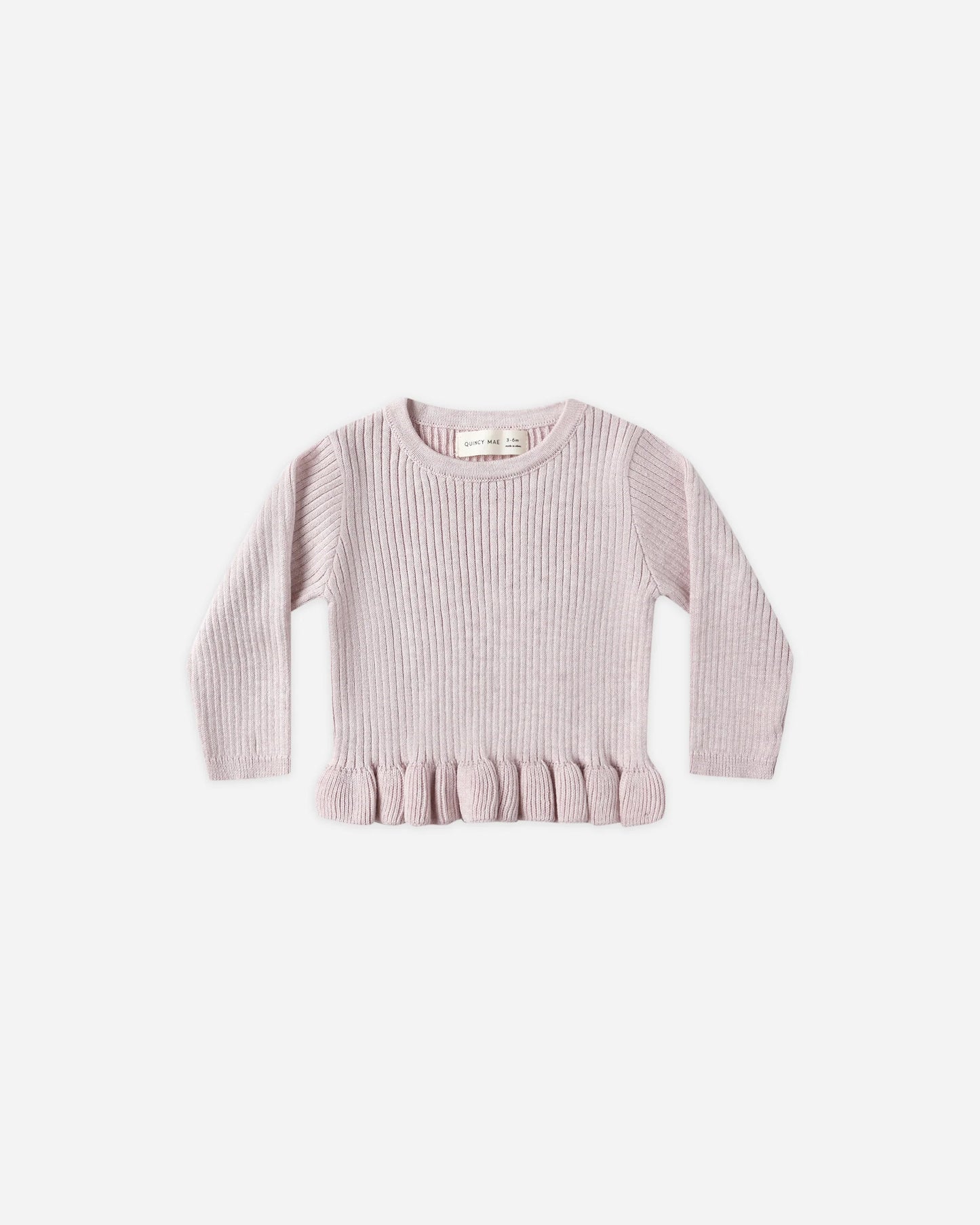 Quincy Mae Rib Knit Peplum Top + Rib Knit Legging, Lilac