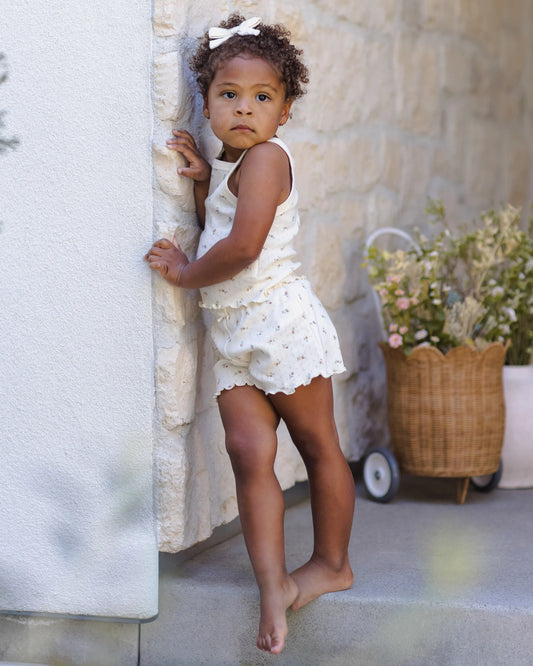 Quincy Mae Pointelle Tank + Shortie Set, Petit Fleur