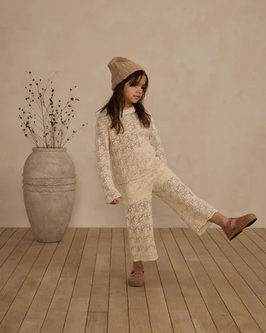 Rylee + Cru Crochet Knit Pullover, Natural