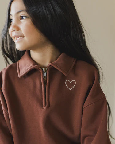 Rylee + Cru Quarter Zip Pullover, Brick