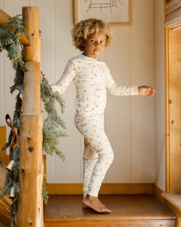 Rylee + Cru Organic Long Sleeve Pajama Set, Winter Town