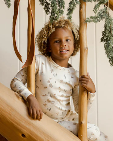 Rylee + Cru Organic Long Sleeve Pajama Set, Winter Town