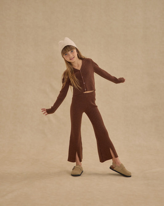 Rylee + Cru Flare Knit Pant, Brown