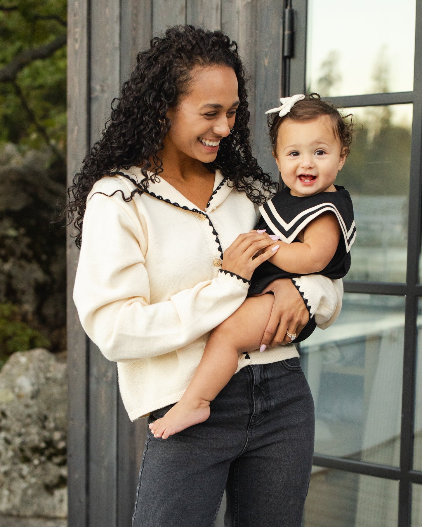 Rylee + Cru Sailor Romper, Black