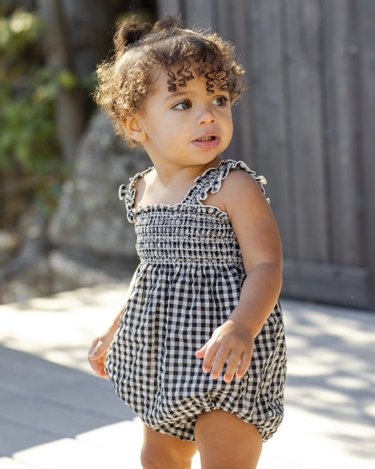 Rylee + Cru Julia Romper, Black Check