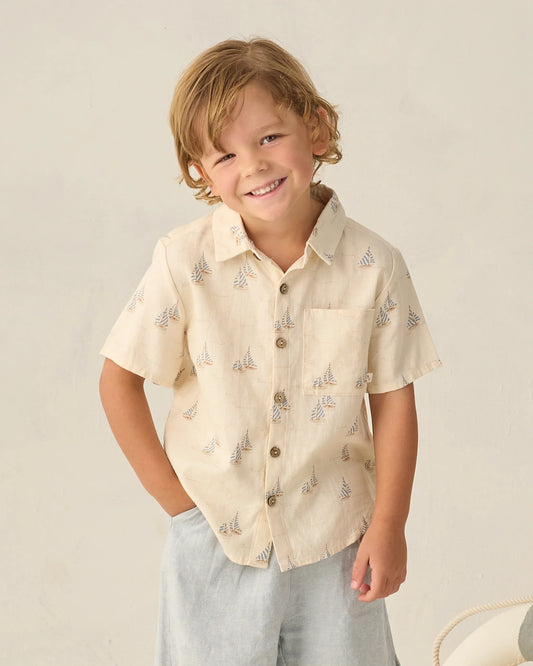 Rylee + Cru Collared Short Sleeve Shirt, Sail