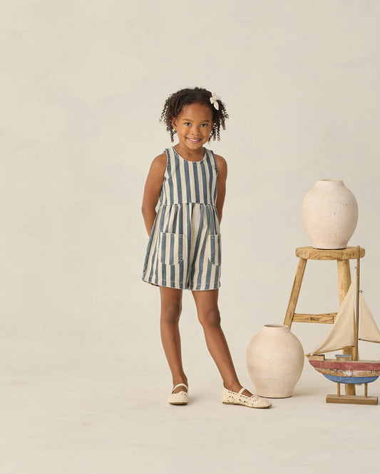 Rylee + Cru Dani Romper, Navy Stripe