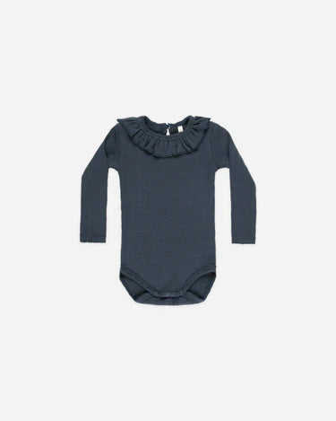 Rylee + Cru Ruffle Collar Bodysuit, Indigo