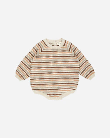 Rylee + Cru Crewneck Romper, Honeycomb Stripe