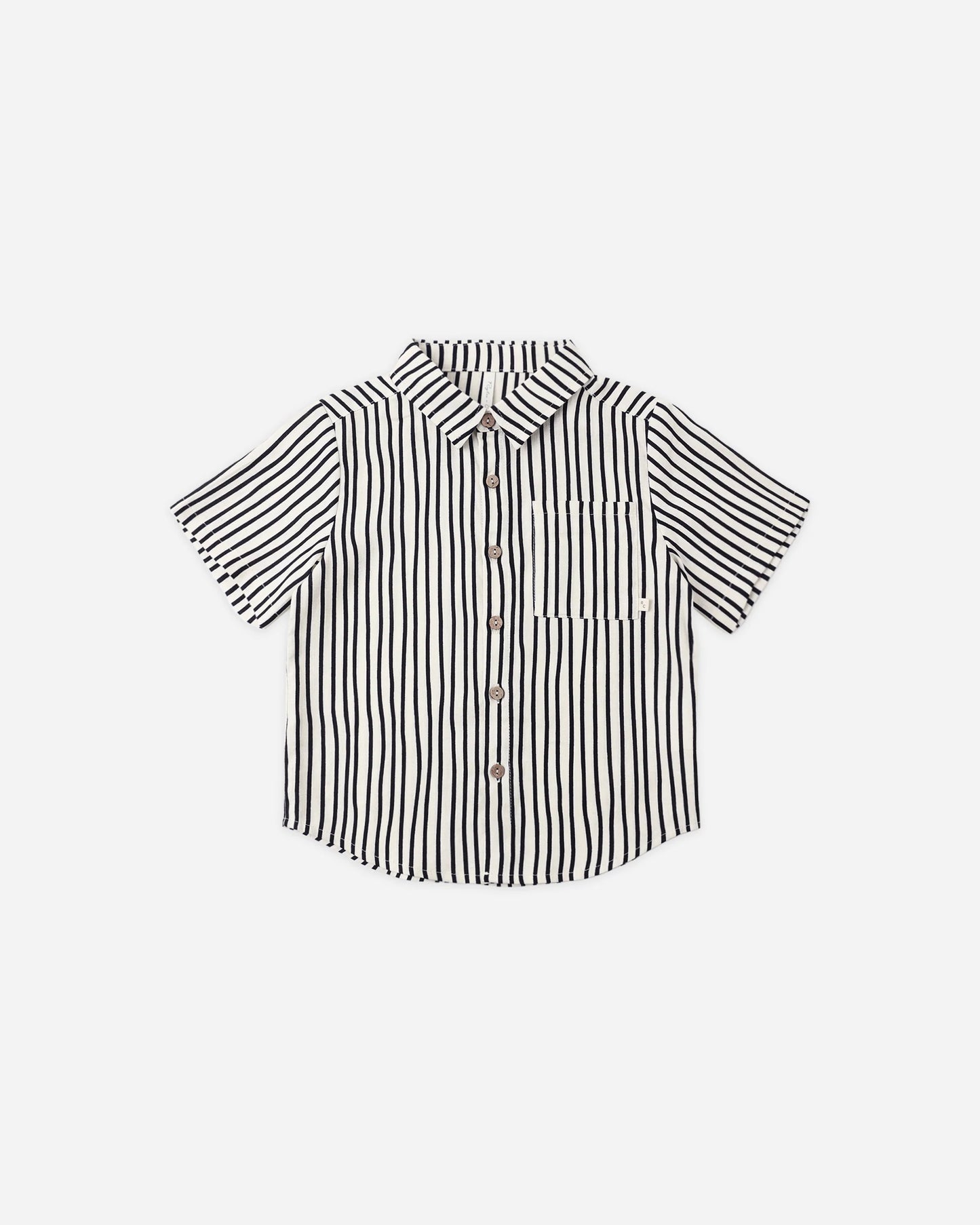 Rylee + Cru Collared Short Sleeve Shirt, Wavy Stripe