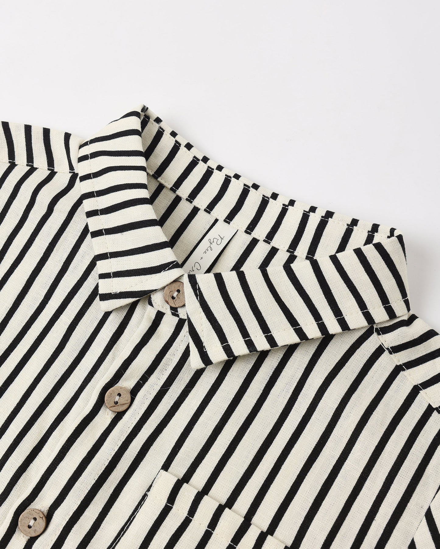 Rylee + Cru Collared Short Sleeve Shirt, Wavy Stripe