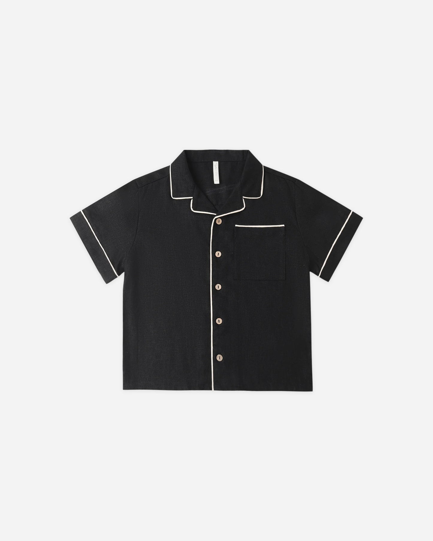 Rylee + Cru Lapel Collard Shirt, Black