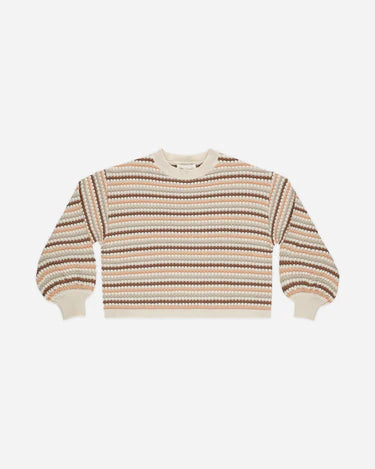 Rylee + Cru Boxy Crop Sweater, Honeycomb Stripe