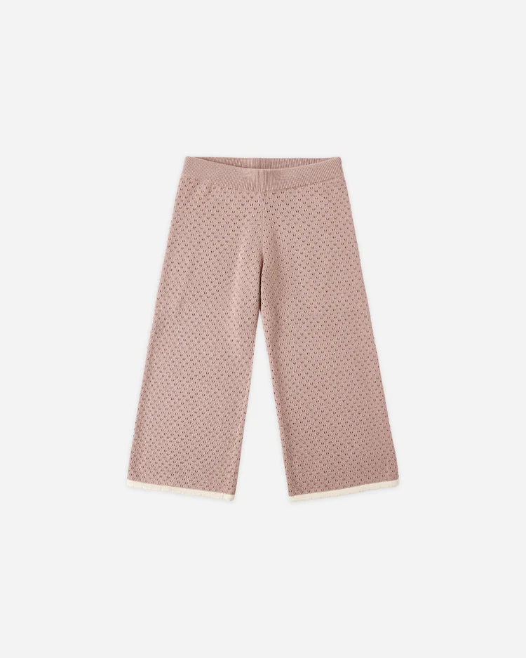 Rylee + Cru Pointelle Collared Top and Knit Pant, Rosewood