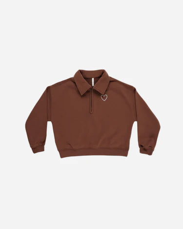 Rylee + Cru Quarter Zip Pullover, Brick